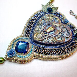 key to my heart denim blues bead embroidery necklace kit