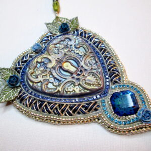 key to my heart denim blues bead embroidery necklace kit